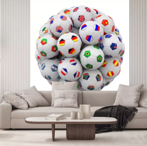 Sticker Voetbal (voetbal) ballen met naties teams vlaggen op een witte achtergrond