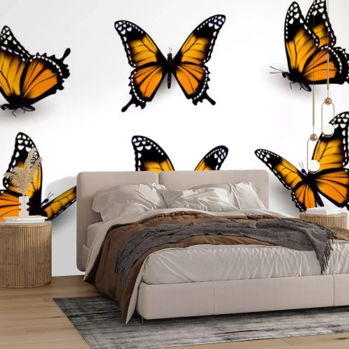 Sticker Zes oranje vlinders in verschillende standen