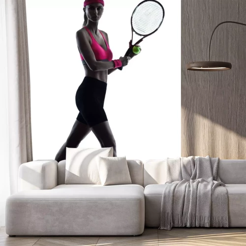 Sticker vrouw tennisser silhouet