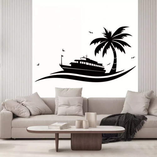 Sticker icon schip Palme