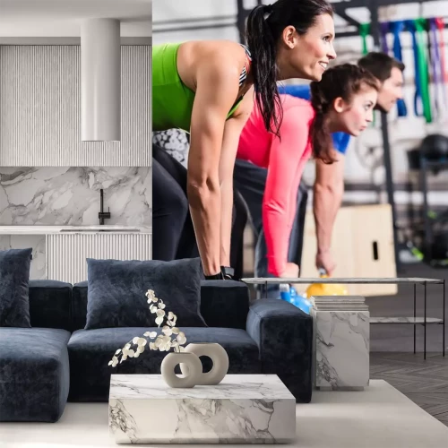 Sticker Functionele Fitness Workout im Fitnessstudio mit Kettlebell