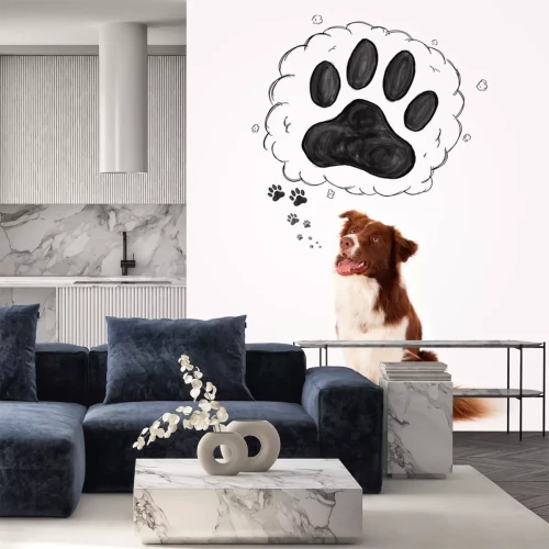 Sticker Schattig border collie met poot boven haar hoofd
