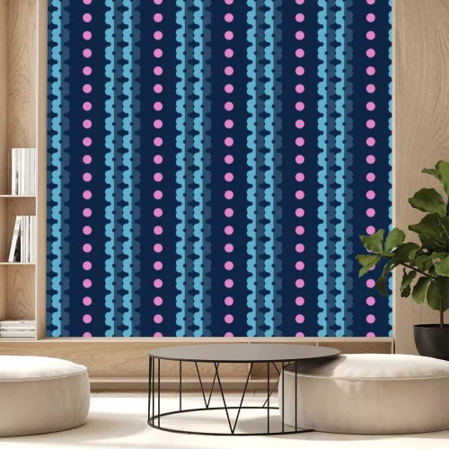 Sticker Naadloze kleurrijke vector achtergrond met decoratieve bloemen en stippen