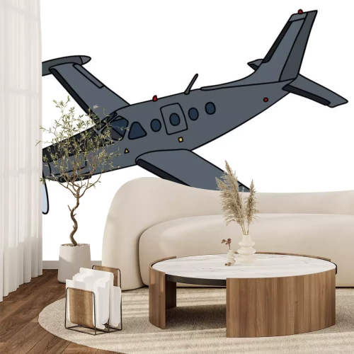 Sticker Dark propellervliegtuig / tekening van de hand, vector illustratie