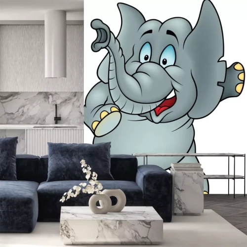 Sticker Talking Elephant - Gekleurde Illustratie van het Beeldverhaal, Vector