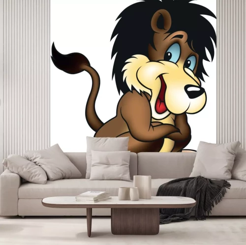 Sticker Leeuw grappige leeuw met grafische blauwe ogen