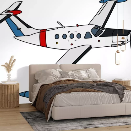 Sticker Kleine horloge vliegtuig / tekening van de hand, vector illustratie