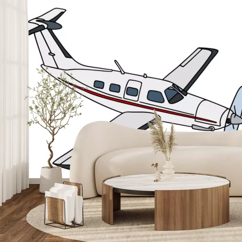 Sticker Propellervliegtuig / tekening van de hand, vector illustratie