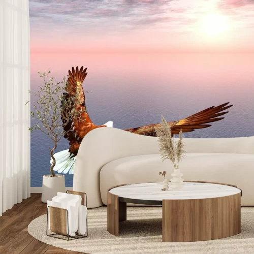 Fotobehang Vogel vliegt over water