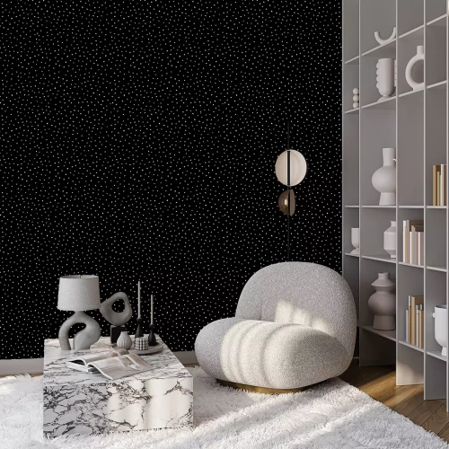 Behang Patroon met witte stippen op een zwarte achtergrond