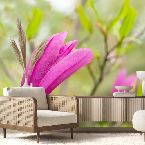 Sticker Roze magnolia op een tak