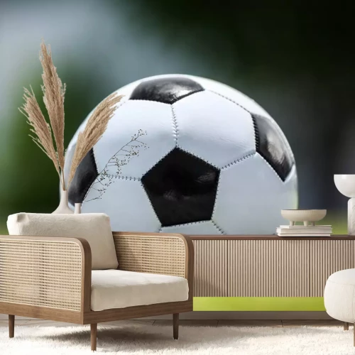 Sticker Voetbal bal op groen gazon