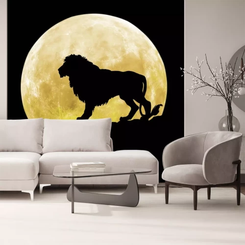 Sticker Leeuwen volwassen leeuw tegen de achtergrond van de volle maan