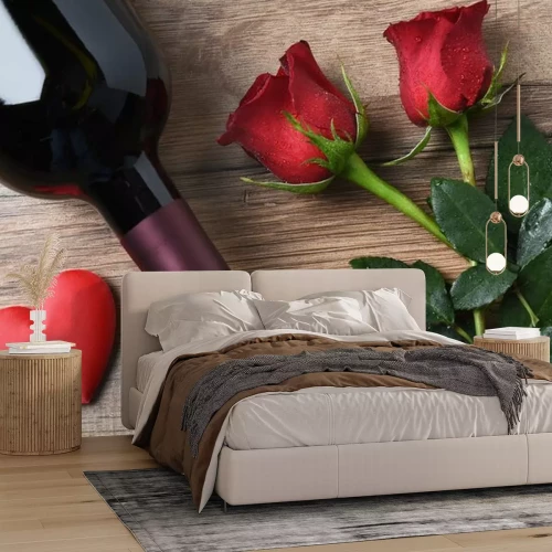 Sticker Rozen, wijn en hart