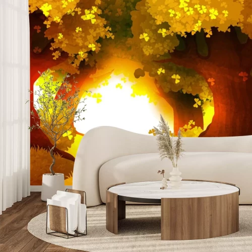 Sticker Magische zonsondergang in het bos