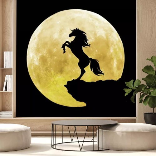 Sticker Monteer tegen de achtergrond van de volle maan