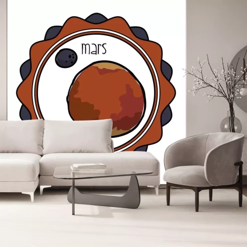 Sticker Mars-planeet met minimalistische afbeelding van de maan