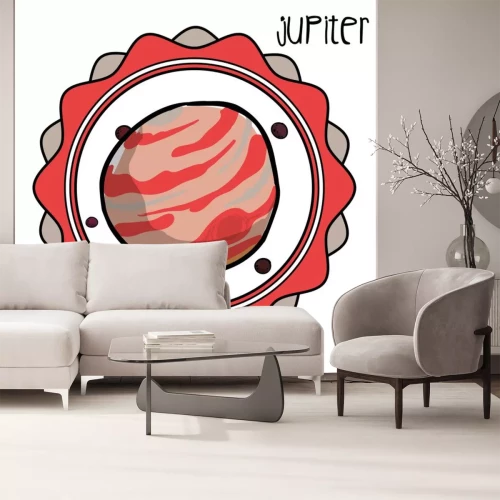 Sticker Jupiter planet kleurrijke minimalistische graphics