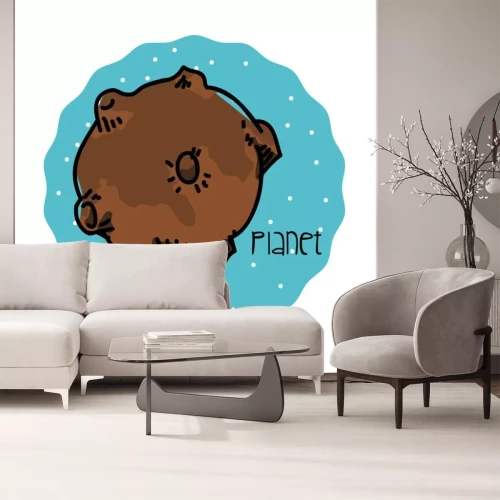 Sticker Planeet met kraters blauwe grafische achtergrond