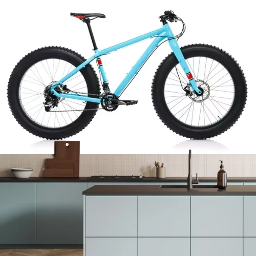 Sticker Nieuwe blauwe fiets die op een wit