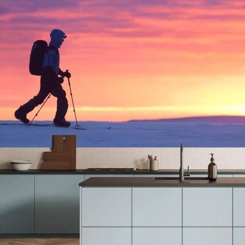 Sticker Skiër die op de berg