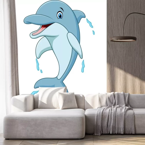 Sticker dolfijn cartoon springen