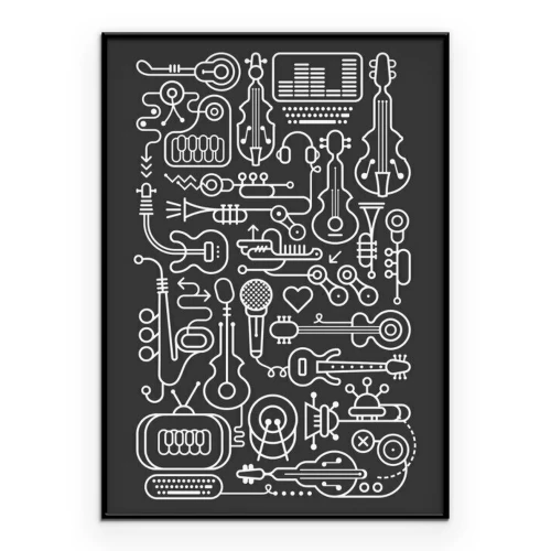 Poster Grafische instrumenten op een zwarte achtergrond