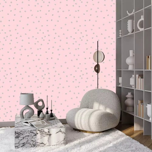 Behang Kleine stippen op een roze achtergrond