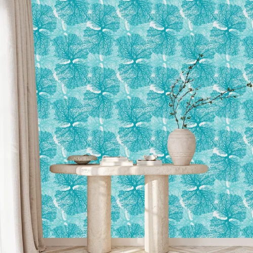 Behang Decoratief patroon met blauwe koralen