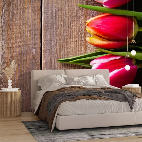 Sticker Tulpen op hout