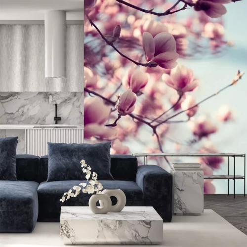 Fotobehang Prachtige roze magnoliabloemen