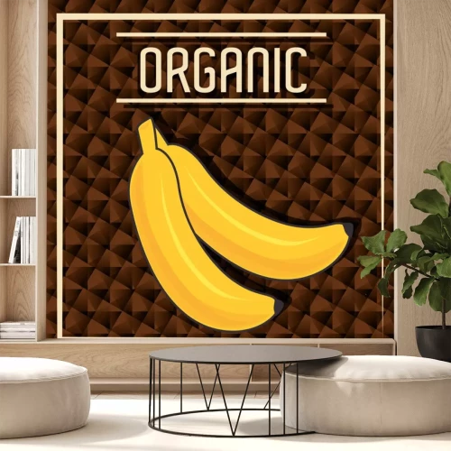 Sticker Bananen in een frame op een bruine achtergrond