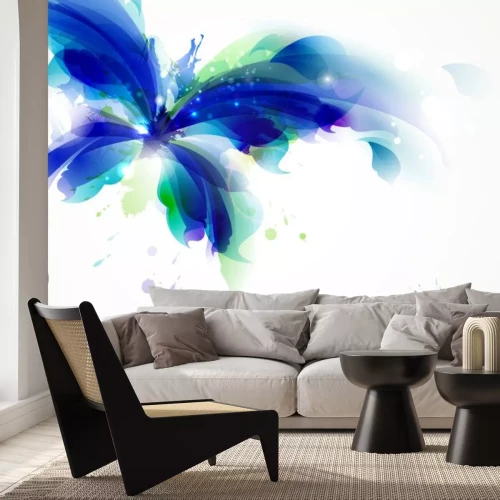 Sticker Abstracte vlinder met blauw en cyaan vlekken