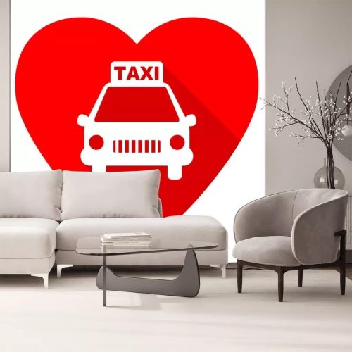 Sticker taxi rood hart valentijn flat icon