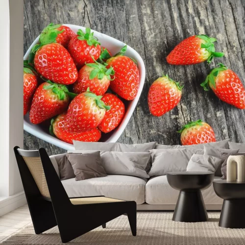 Sticker Aardbeien in witte kom