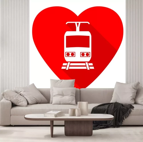 Sticker trainen rood hart valentijn flat icon