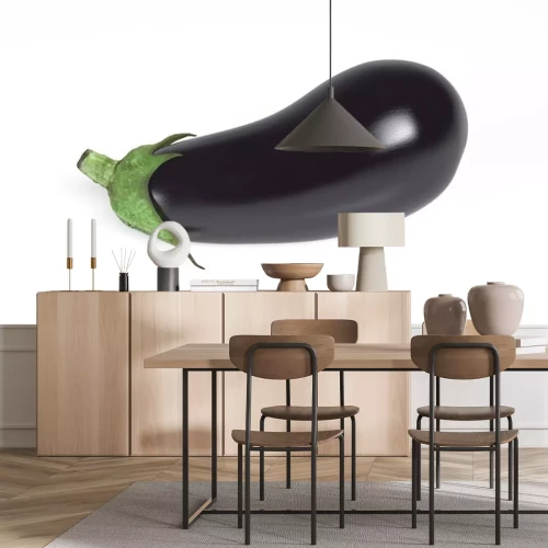 Sticker Aubergine, groente die op een witte achtergrond, close-up view