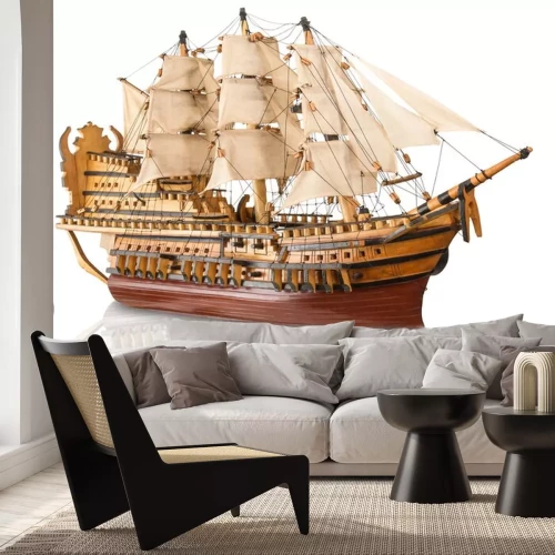 Sticker Modellino di veliero su fondo bianco