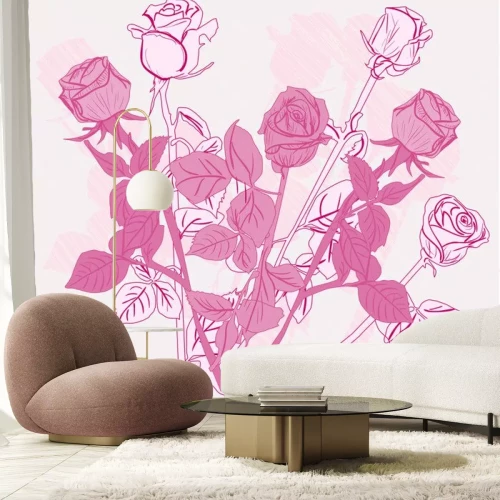 Sticker Roze illustratie met rozen