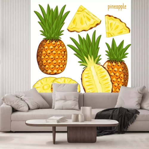 Sticker Ananasfruitillustraties in verschillende vorm