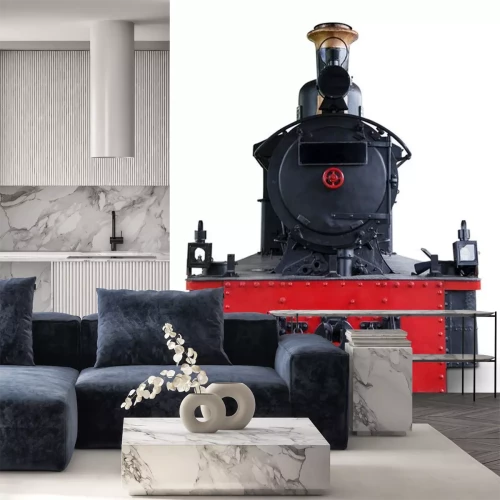 Sticker Antieke stoomlocomotief geïsoleerd op wit