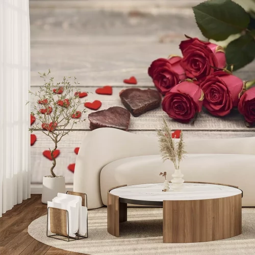 Sticker Rode rozen en harten