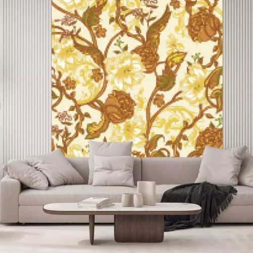 Sticker Magnolia op een retro ornament