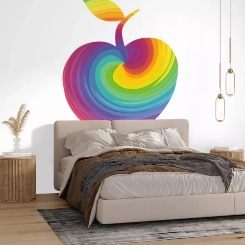 Sticker Minimalistische graphics met een regenboogappel