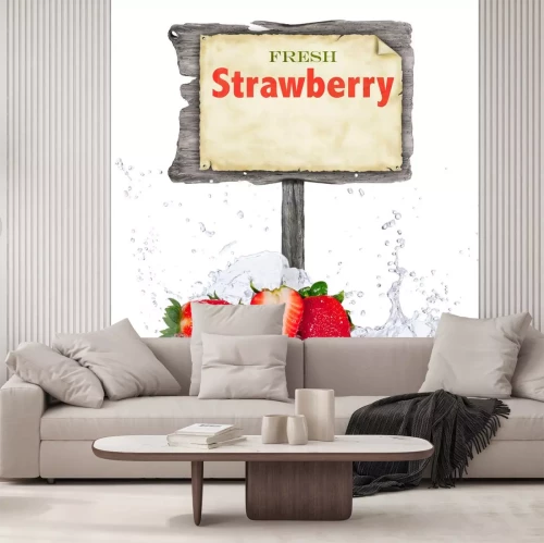 Sticker Verse aardbeien in het water splash op wit