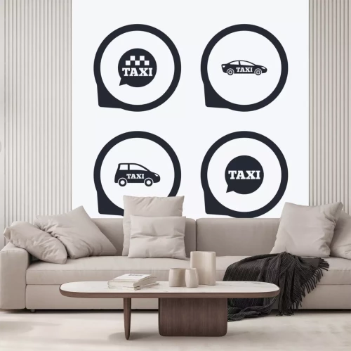 Sticker Openbaar vervoer pictogrammen. Taxi tekstballon tekenen