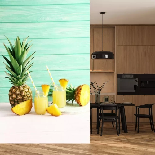 Sticker Ananasdrankjes in potjes met rietjes