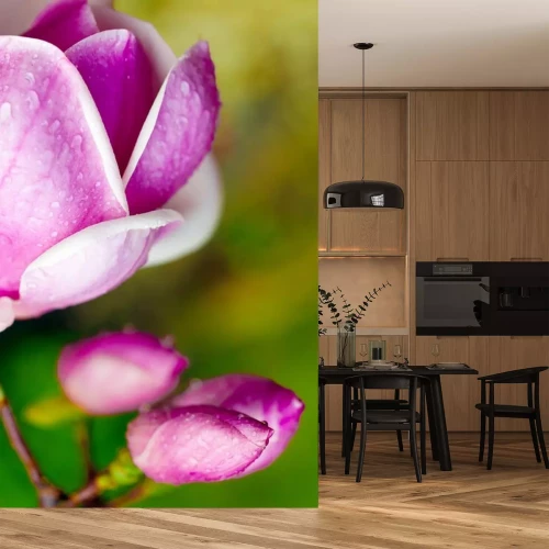 Sticker Magnolia met kristallen van waterdruppels