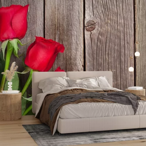 Sticker Rode rozen liggen op de planken