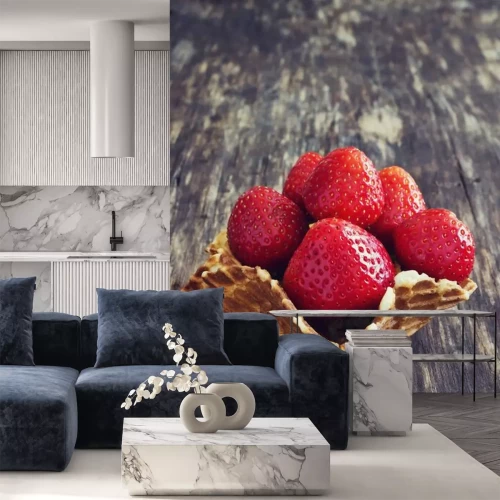 Sticker rijpe tuin aardbeien